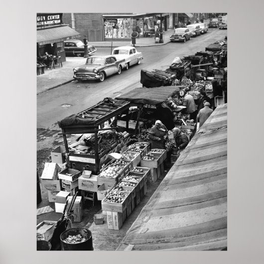 Poster Marché Brooklyn Pushcart : 1960 (Devant)