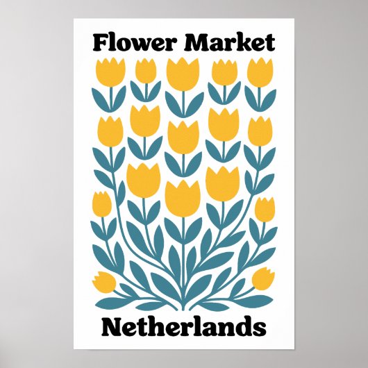 Poster Marché de fleurs Hollande Pays-Bas Tulipe jaune (Devant)