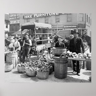 Poster Marché de légumes, 1908. Photo vintage