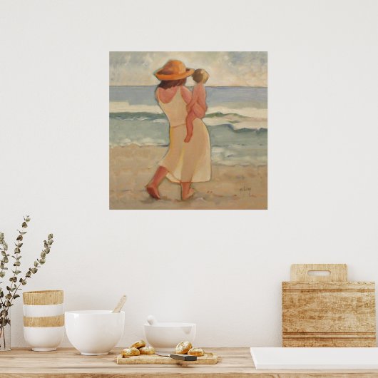 Poster Marche de plage avec mère et bébé (Cuisine)