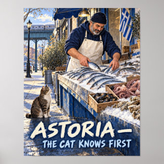 Poster Marché de poissons grec d'Astoria