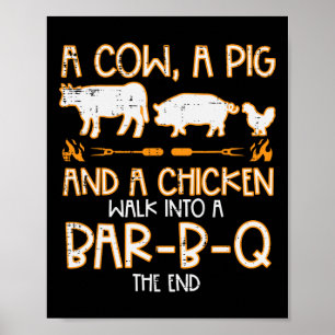 Poster Marche de poulet de porc de vache R B Q Bbq Rbecue
