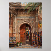 Poster Marché de Souk à Marrakech Porte d'Art Marocain (Devant)