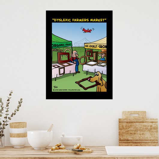 Poster "Marché des fermiers dyslexiques" (Cuisine)