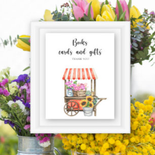 Poster marché fermier baby shower - livres cartes et cade