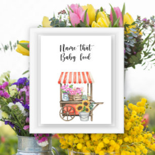 Poster Marché fermier Baby Shower - nommez cette nourritu