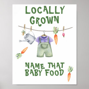 Poster Marché fermier Baby Shower - nommez cette nourritu