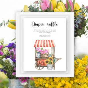 Poster Marché fermier Baby Shower - tombola de couches