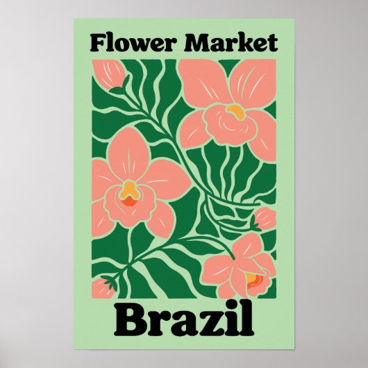 Poster Marché Fleurs Brésil Orchidée Pêche Tropical (Devant)