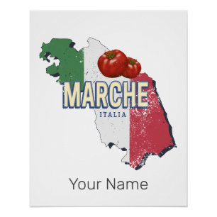 Poster Marche Italie Région Rétro Carte Souvenir Vintage