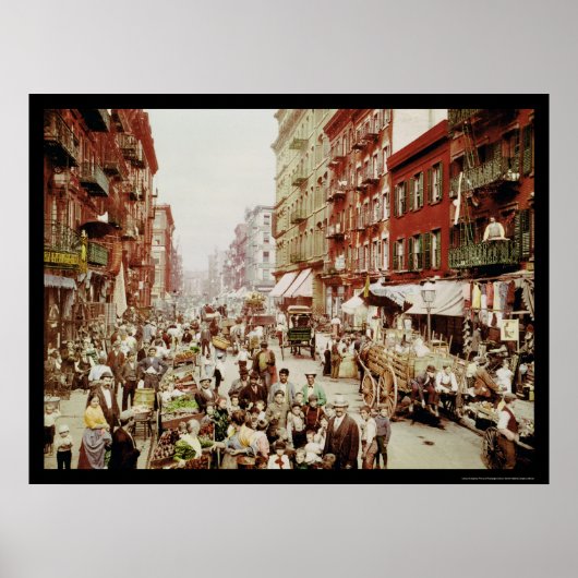 Poster Marché Mulberry St. New York City 1900 (Devant)