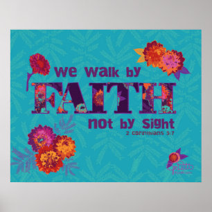 Poster Marche par Faith boho chic floral Ecriture art