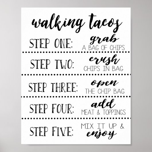 Poster Marcher Barre Tacos Signer, Faites votre propre Ta (Devant)
