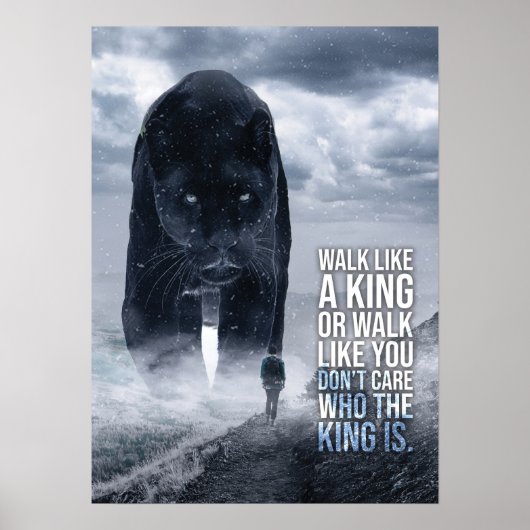 Poster Marcher comme un roi - Panther vs homme - Motivati (Devant)