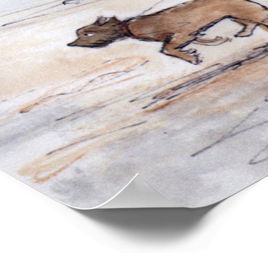 Poster Marcher le chien - 01 (Coin)