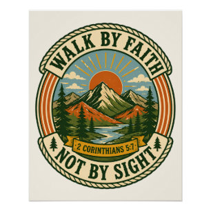 Poster Marcher par la foi et non par la vue Rustique Mur