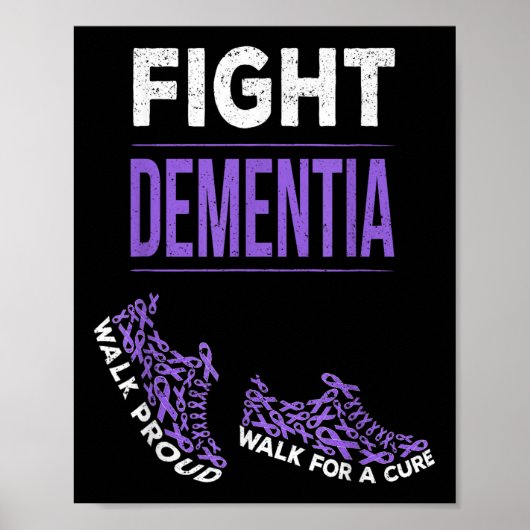 Poster Marcher Pour Une Démence Cure Sensibilisation Ribb (Devant)