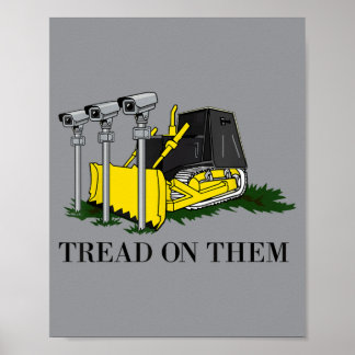 Poster Marcher Sur Bulldozer Drôle Hommes Femmes De Const