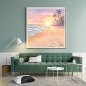 Poster Marcher sur la Plage | Aquarelle Océan