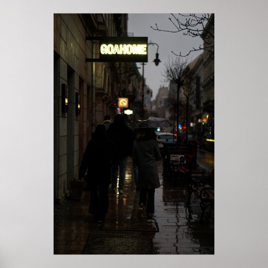 Poster Marcher Une Soirée Pluvieuse (Devant)