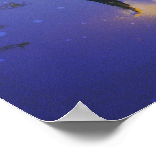 Poster Marcher vers un cabine dans les bois d'hiver (Coin)