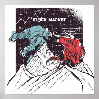 Poster Marchés stocks et commerce d'ours