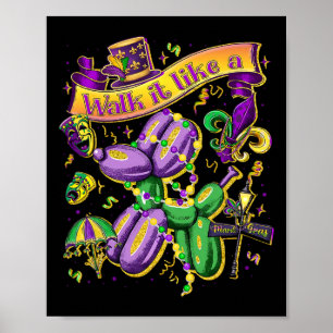Poster Marchez comme un chien Mardi Gras Rétro Mardi Gras