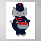 Poster Marching Band Cat Snare Drum Red Navy Blue (Devant)