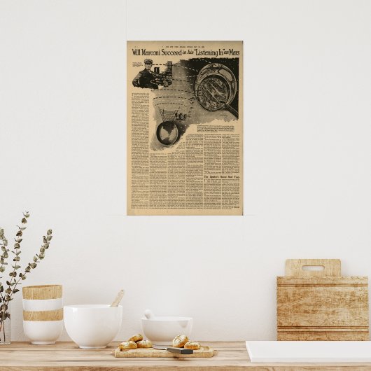 Poster Marconi Écouter Sur Mars Vers 1922 (Cuisine)