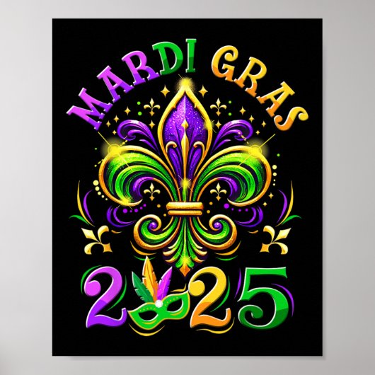 Poster Mardi Gras 2025 Fleur De Lis Hommes Femmes Enfants (Devant)