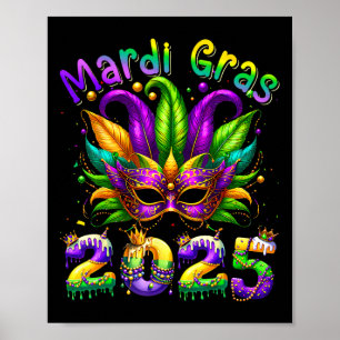 Poster Mardi Gras 2025 Mask Feathers Mardi Gras Family Co
