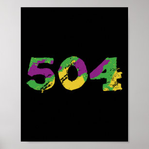 Poster Mardi Gras 504 Nola Retro New Orleans Tee Fleur De