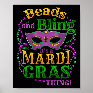 Poster Mardi Gras Beads And Bling C'est une Mardi Gras Th