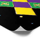 Poster Mardi Gras Carnaval Fleur de Lis Diamond Arlequin (Coin)