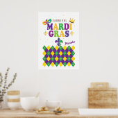 Poster Mardi Gras Carnaval Fleur de Lis Diamond Arlequin (Cuisine)