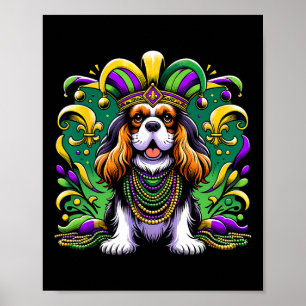 Poster Mardi Gras Cavalier King Charles Spaniel Chien Jes