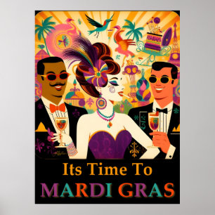 Poster Mardi Gras Cocktail Futur Du Milieu Du Siècle