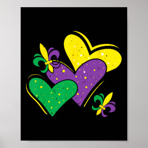 Poster Mardi Gras Coeurs tenue femmes filles enfants bébé