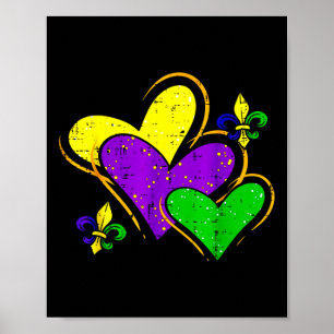 Poster Mardi Gras Cœurs Tenue Mignonne Femmes Filles Enfa