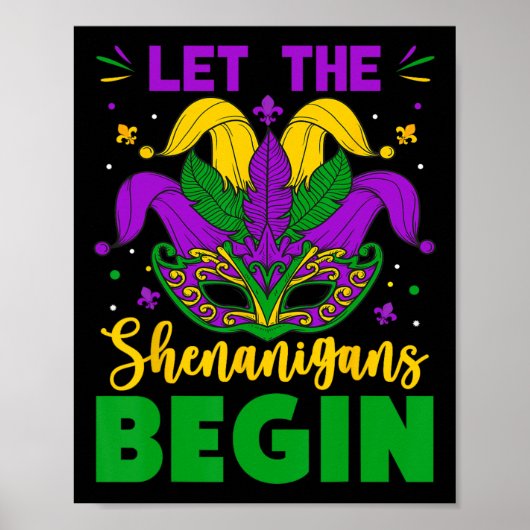 Poster Mardi Gras Costume Laisser Les Shenanigans Commenc (Devant)