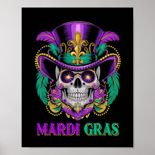 Poster Mardi Gras Costume sucre crâne Carnaval New Orlean