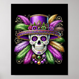 Poster Mardi Gras Costume sucre crâne Carnaval New Orlean