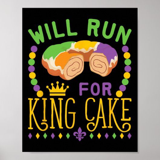 Poster Mardi Gras Courir Sera En Course Pour King Cake Fu (Devant)