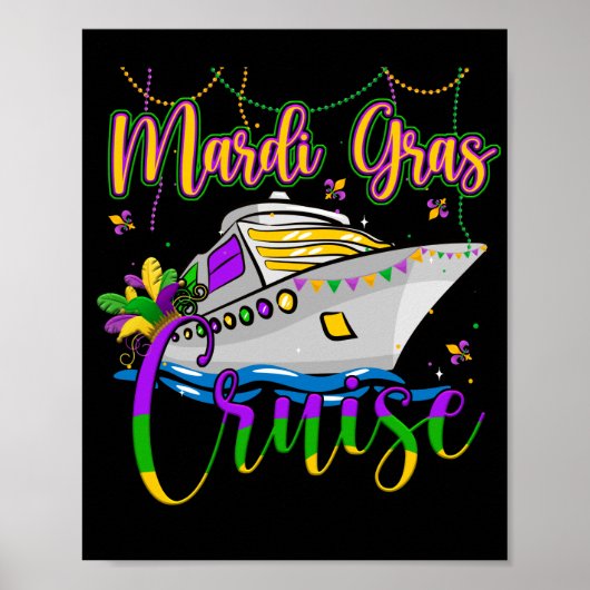 Poster Mardi Gras Croisière Correspondant Famille Fête Ca (Devant)