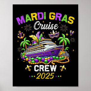 Poster Mardi Gras Cruise 2025 Vintage Family Matching Tri