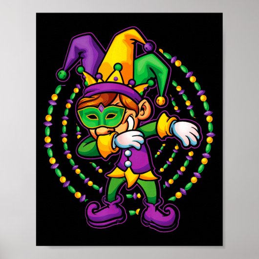 Poster Mardi Gras Dabbing Boys Kids Gift Funny New Orlean (Devant)
