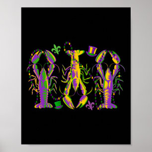 Poster Mardi Gras écrevisses Joyeux Mardi Gras 2025 assor
