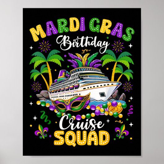 Poster Mardi Gras Escouade d'anniversaire Mardi Gras Carn (Devant)