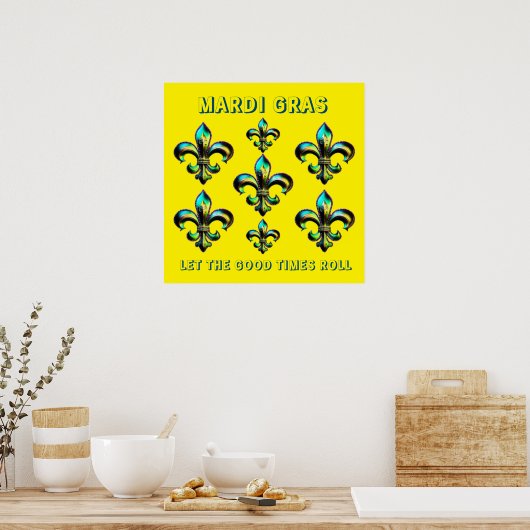Poster Mardi Gras Fleur De Lis (Cuisine)
