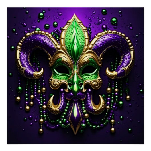 Poster Mardi Gras Fleur De Lis Design (Devant)
